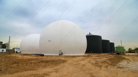 2 sets of AMA type double membrane gas holders installation is completed, in Hebei Province, China